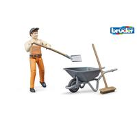 Bruder 62130 bWorld Municipal Worker & Equipment 1:16 man figure toy wheelbarrow