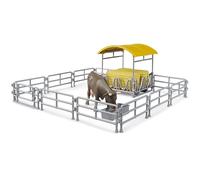 Bruder 62612 Hay Rack with Fence, Trough, Square Bale & Cow - 1:16 Farm Animal Accessory Set for Agriculture & Farm Play - Toy for Children Ages 3+
