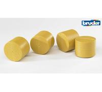 Bruder 02344 Accessories - 4 Round Bales Ochre Brown, 1:16 Scale Farm Toy Set Compatible with Bale Winder, Baler & Combine Harvester, Durable Agricultural Play Accessory for Kids Ages 3+
