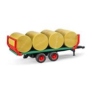 Bruder Bale Transport Trailer with 8 Round Bales - 1:16 Scale Farm Toy Accessory - Compatible Tractors & bWorld Figures - Realistic Loading & Unloading - Ages 3+