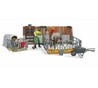 Bruder BWorld Cow & Calf Barn With Farmer 1:16
