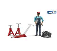 Bruder Toys 62100 Play Figure Mechanic + Garage equipment Jack Stands Tools 1:16