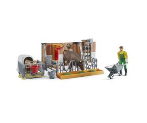 Bruder Cow & Calf Barn With Farmer - Scale 1/16