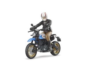 Bruder Ducati Scrambler Desert Sled with Rider - 1:16 Scale Motorcycle & Figure Set, Functional Suspension, Detailed Design, Toy for Kids Ages 4+