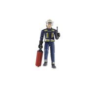 Bruder Fire Fighter Figure with Extinguisher - 1:16 Scale Posable Firefighter, Removable Helmet & Handheld Extinguisher; Compatible Vehicles & bWorld Accessories; Ages 3+