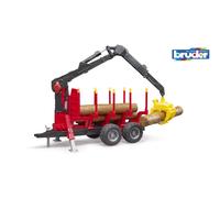 Bruder Forestry Trailer w/ Loading Crane & 4x Trunks Childrens Toy Vehicle Model