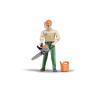Bruder Forestry Worker with Accessories | bworld figure with axe, jerry can, chainsaw, lumberjack, forestry, farm, toy