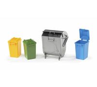 Garbage Can Set Dust Bins - Bruder 02607 Scale 1:16 NEW