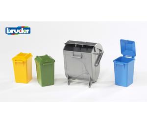 Bruder Garbage Can Set Inc. 1 Large 3 Small Childrens Municipal & Yard Playset