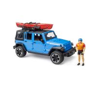 Bruder 02529 Jeep Wrangler Rubicon Unlimited with Kayak & Figure - 1:16 Scale Offroad Vehicle Toy, Compatible Accessories, Ages 4+