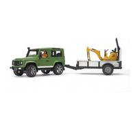 Bruder Land Rover Defender with Trailer, JCB and Construction Worker 1:16