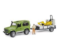 Bruder Land Rover Defender Rigid Drawbar Trailer Jcb Micro Excavator and Construction Worker