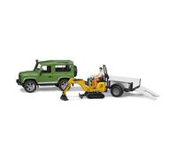 Bruder Land Rover Defender with Trailer, JCB and Construction Worker 1:16