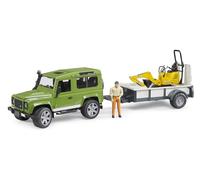 Land Rover Defender Station Wagon with Trailer, JCB 8010 CTS Micro Excavator and Figure