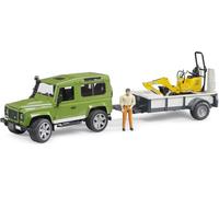 Land Rover Defender Station Wagon with Trailer, JCB 8010 CTS Micro Excavator and Figure