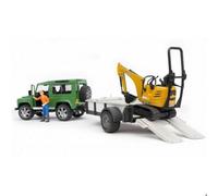 BRUDER Land Rover Defender with trailer, CAT and man