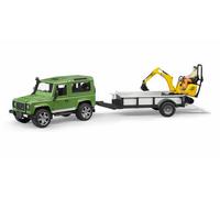 Bruder Land Rover Defender with Trailer, JCB and Construction Worker 1:16