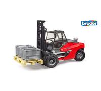 Bruder Linde Ht160D Forklift With Pallet & 3 Pallet Cages Heavy Industrial Handling Playset