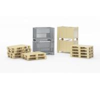 Bruder Logistics Set w/ 2x Sealed Boxes 2x Mesh Crates & 10 Euro Pallets 1:16