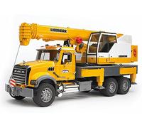 Bruder MACK Granite Liebherr Crane Truck - 1:16 Scale Construction Vehicle Toy with Extendable Boom & Rotating Crane, Compatible Figures & Accessories, Durable Plastic, Ages 4+