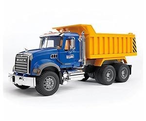 Bruder MACK Granite Tip Up Truck - 1:16 Scale Construction Vehicle Toy with Tilting Dump Bed, Compatible Figures & Accessories, Ages 4+