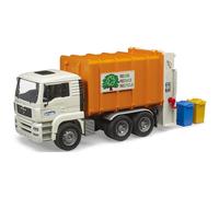 Bruder MAN TGA Rear Loader Trash Truck - 1:16 Scale Garbage Vehicle with Functional Bin Lift, Rear Compactor & Tilting Cab | Includes 2 Bins | Ages 3+