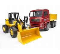 BRUDER MAN TGA Construction Truck and Articulated Road Loader FR 130 - B102752