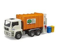 Bruder MAN TGA Rear Loader Trash Truck - 1:16 Scale Garbage Vehicle with Functional Bin Lift, Rear Compactor & Tilting Cab | Includes 2 Bins | Ages 3+