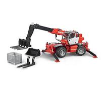 Bruder Manitou MRT 2150+ Telehandler with Accessories Set - 1:16 Scale Construction Toy Vehicle, Rotating Telescopic Arm, Compatible Figures & Accessories, Durable Plastic, Ages 4+
