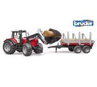 Bruder Massey Ferguson Tractor 7480 w/ Frontloader & Trailer Childrens Toy Model