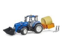 bruder 02187 New Holland T5.120 with Front Loader, Loading Box, Forks and Round Bales - 1:16 Tractor, Vehicles, Farm, Bulldog