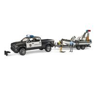 Bruder Power Wagon Police Pick Up Truck RAM 2500 w/ Trailer Boat & Figures Set