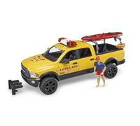 Bruder RAM 2500 Power Wagon Lifeguard Truck with Figure, Stand-Up Paddle Board & Light & Sound Module - 1:16 Scale, V8 HEMI Off-Road Rescue Toy