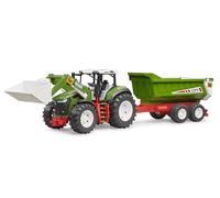 Bruder Roadmax Tractor w/ Frontloader & Tipping Trailer Childrens Toy Model 1:16