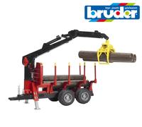 Bruder Forestry Trailer (02252) - Children's Toy with Loading Crane & 4 Trunks