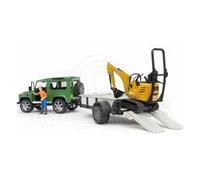 Bruder Land Rover Defender with Trailer, JCB and Construction Worker 1:16