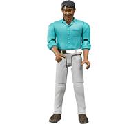 Bruder Toys - Bworld Realistic Medium Skin Tone Man with White Jeans Action Figure has Moveable Limbs and Can Grasp Objects - Ages 4+