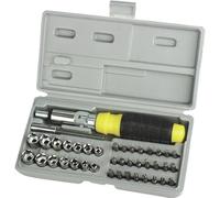 Brüder Mannesmann Bit and Socket Set 1/4", 41-Piece, Coated | M29041 | Powder-coated and corrosion-resistant, slotted, Phillips, Pozidriv and Torx profiles, for household and car use