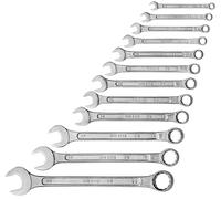 Brüder Mannesmann Combination Spanner Set 12pc, DIN 3113 | M 130-12DIN | Chrome vanadium steel, chrome-plated with polished heads, sizes 6 to 22 mm, up to 22 Nm, 10-year warranty from purchase