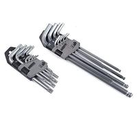Brüder Mannesmann Hex Key Set 18-Piece, CV Steel, TÜV/GS | M18170 | Fits hex, Torx and ball-end screws, chrome vanadium steel, in handy fold-out holder, for cars, bicycles and workshop use