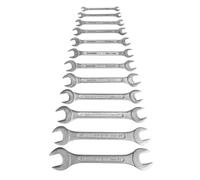 Brüder Mannesmann Open-Ended Spanner Set 12pc, 6-32mm, CV-Steel | M 110-12 | Chrome-plated and polished for corrosion resistance, ergonomic grip, 12 sizes 6-32 mm, for workshop and garage