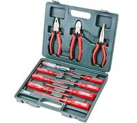 Brüder Mannesmann Screwdriver & Pliers Set 11-Piece, 1000 V | M11240 | Plastic case with six insulated blades and five pliers, TÜV/GS certified, for household installation and maintenance