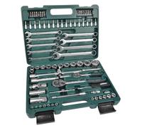 Brüder Mannesmann Socket Set 82-Piece, 1/4" & 1/2", CrV Steel | M29112 | Matt chrome-plated and powder-coated, manufactured to current DIN standards, in plastic case, for car and DIY use