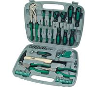 Brüder Mannesmann Tool Set 57-Piece, Ergonomic Design, TÜV/GS | M29057 | Pliers with 2-component grips, 1/4-inch socket set with reversible ratchet, in a case, for car and plumbing use