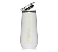 BrüMate Champagne Flute 12oz with Flip-Top Lid to Hold in Carbonation | Insulated Stainless Steel for Ice Cold Champagne | BPA-Free (Glitter White)