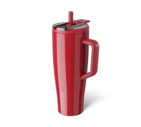 BrüMate Era Flip 40oz Tumbler with 100% Leakproof Covered Straw Lid | Hygienic Covered Straw | Insulated Stainless Steel Water Bottle with Handle | Cup Holder Friendly | BPA-Free (Maraschino)