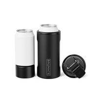 BrüMate Hopsulator Trio 3-in-1 Insulated Can Cooler for 12oz / 16oz Cans + 100% Leak Proof Tumbler with Lid | Insulated for Beer, Soda, and Energy Drinks (Matte Black)