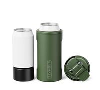 BrüMate Hopsulator Trio 3-in-1 Insulated Can Cooler for 12oz / 16oz Cans + 100% Leak Proof Tumbler with Lid | Insulated for Beer, Soda, and Energy Drinks (OD Green)