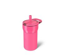 BrüMate Leap 350ml Kids Tumbler with Straw and Lid | 100% Leakproof | Encourages Hydration | Durable & Drop Resistant Insulated Water Bottle, Easy to Clean, Made of Stainless Steel (Neon Pink)