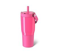 BrüMate Resa 25oz 100% Leakproof Travel Tumbler w/Handle & Straw | Flexible SoftSip Straw | Silicone Sleeve for Durability | Stainless Steel | Cup Holder & Travel Friendly Water Bottle (Neon Pink)